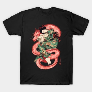 Japanese Girl With Dragon and Cats 2 T-Shirt 06 T-Shirt